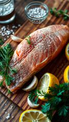 Canvas Print - Raw Salmon with Lemon and Garlic