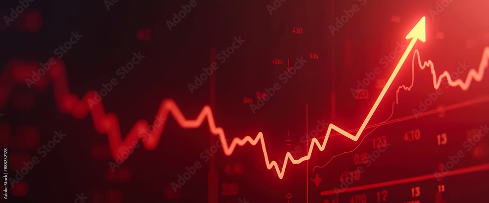 Red Stock Market Chart Showing Upward Trend Stock Photo | Adobe Stock