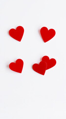 Wall Mural - Red Hearts on White Background