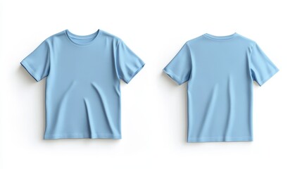 Light blue t-shirt mockup. T-shirt front and back template