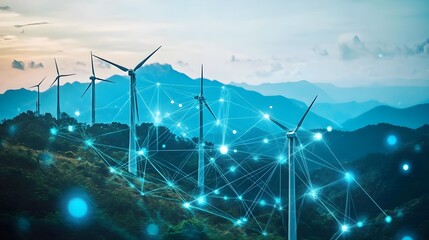 wind turbines on a mountain landscape