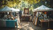 © Paul - A vintage-themed craft fair with stalls selling handmade quilts, pottery, and vintage clothing, arranged in a circle around a central antique exhibit