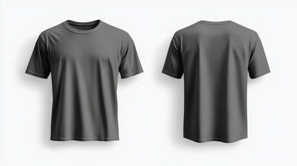 Gray t-shirt mockup. T-shirt front and back template