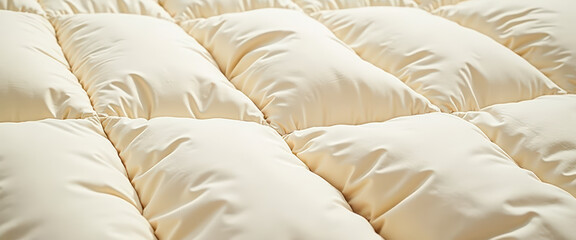 Wall Mural - Closeup of a white, quilted duvet