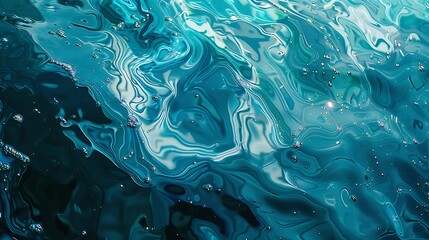 Poster - close-up abstract photo of water surface with blue and green tones, creating a dynamic and visually 