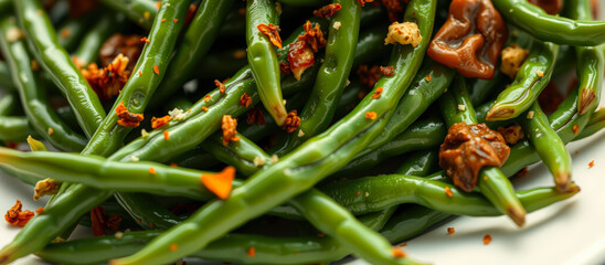 Sticker - Close-up of Green Beans with Seasoning