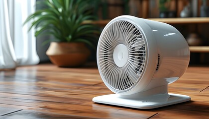 Modern electric fan design showcasing refreshing airflow with innovative AI enhancements for cooling technology