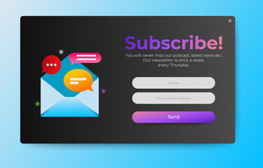 Poster - Subscribe form notification pop up banners. Professional web design, full set of elements. User-friendly design materials. vector
