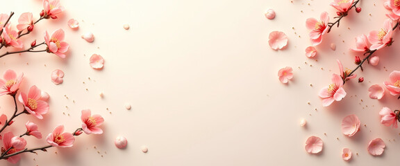 Poster - Delicate Pink Blossoms with Gold Accents