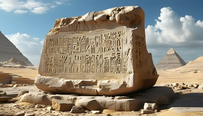 Ancient Egyptian stone tablet featuring intricate hieroglyphics revealing historical mysteries and cultural significance