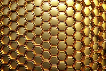 Sticker - Abstract background with golden hexagon pattern