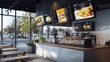 © Panuwat - Interior fast food restaurant has modern industrial Blank mock up