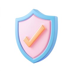 3D shield protection icon with check for online payment on white background concept, user account for 3d security with payment protection on isolated vector render background