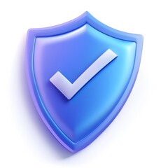 3D shield protection icon with check for online payment on white background concept, user account for 3d security with payment protection on isolated vector render background