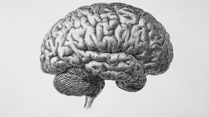 Wall Mural - Abstract brain background. Photocopy stippled style with collage elements of brain