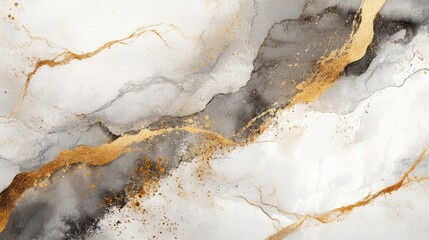 Aufkleber - Elegant marble backdrop featuring golden brushstrokes ideal for showcasing your design