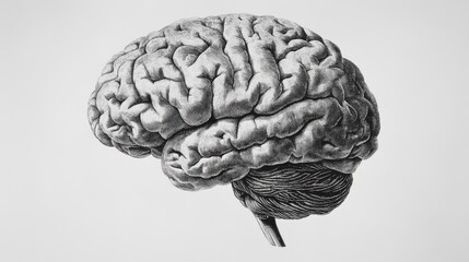 Wall Mural - Abstract brain background. Photocopy stippled style with collage elements of brain