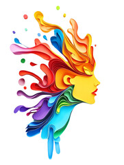 Colorful abstract portrait with flowing shapes.