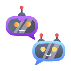 Poster - A flat icon of chat robots 