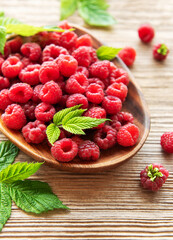 Wall Mural - Fresh organic ripe raspberry