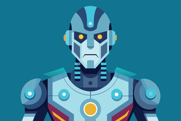 Poster - a detailed cyborg illustration showcases a customizable character ready for digital interaction in a