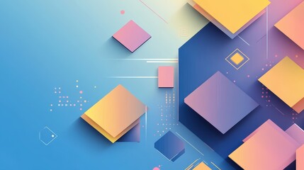 Aufkleber - abstract digital geometric cubes background with copy space in flat vector design