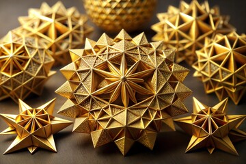 Wall Mural - geometric golden shapes with intricate designs and textures