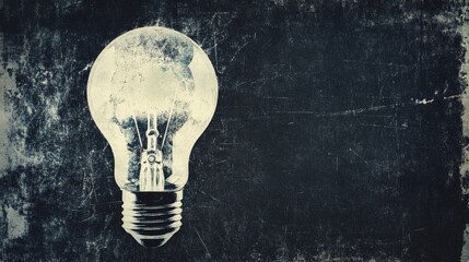 Wall Mural - Light bulb abstract background. Photocopy stippled style with collage elements of lightbulb