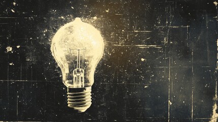 Wall Mural - Light bulb abstract background. Photocopy stippled style with collage elements of lightbulb