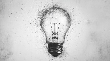Wall Mural - Light bulb abstract background. Photocopy stippled style with collage elements of lightbulb