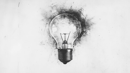 Wall Mural - Light bulb abstract background. Photocopy stippled style with collage elements of lightbulb
