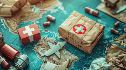 Poster - Humanitarian aid distribution background. Visualization of aid delivery to disaster-affected areas, refugee camps, and impoverished communities. Humanitarian assistance concept