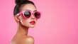 © ChimE - Trendy fashion model showcases stylish sunglasses against a minimalistic backdrop, exuding chic vibes.