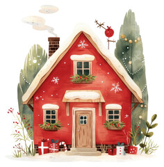 Wall Mural - PNG Cozy Nordic house Christmas christmas illustration cozy.