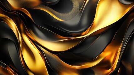 Abstract surreal three dimensional background featuring golden and black tones blending natural forms with a sense of harmony Banner design