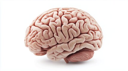 Poster - Detailed representation of a human brain isolated on a clean white background showcasing its unique folds and structures