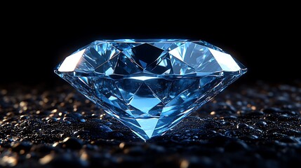 Large, realistic, brilliant diamond, blue tones, depth, extended background, representing courage, power, strength, confidence in Central American businessmen and companies, black background color, ri