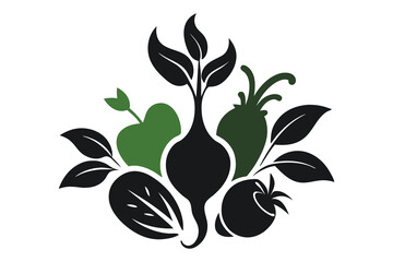 Wall Mural - organic vegetables logo featuring vegetables with leaves A.eps