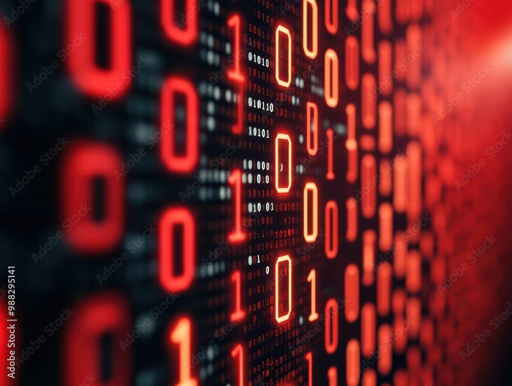 Abstract wallpaper of a binary code matrix, with encryption keys and ...