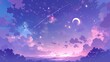 © VRVisionary - Night sky painting featuring clouds and stars Dreamy purple space wallpaper with a cute abstract celestial theme Cartoonish magical evening gradient in vector format