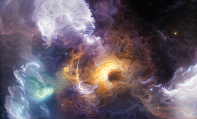 Wall Mural - Fantasy colorful space nebula. Giant interstellar cloud with stars