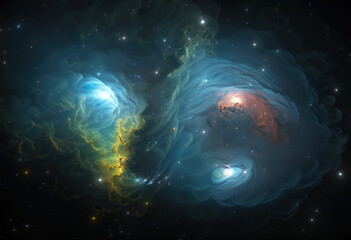 Wall Mural - Fantasy colorful space nebula. Giant interstellar cloud with stars