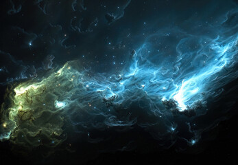 Wall Mural - Fantasy colorful space nebula. Giant interstellar cloud with stars