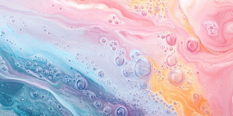 Poster - Abstract pastel marble texture with bubble foam elements evoking a summer beach atmosphere