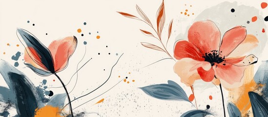 Abstract floral card design 2d illustration