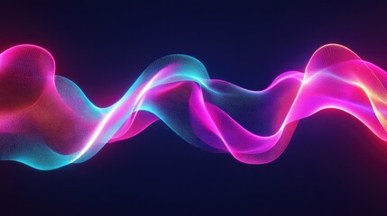 Poster - Neon Wavy Line Graphic Handcrafted Line Element Neon Scribble Design Childlike Drawing Style