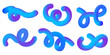 © Chorna_L - 3D gradient abstract shapes on white background. Liquid fluid vector spiral elements. Swirl dynamic bright blue modern strokes. Wavy blend futuristic vibrant lines. Squiggle neon design