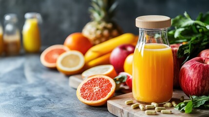 Healthy vitamin drink ingredients for immunity boosting and detoxification