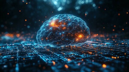 Poster - A 3D Render of a Digital Brain Network with Glowing Points