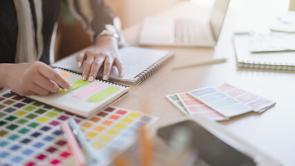 Fototapete - Startup Architect creative designer working with new project ideas color palette at office